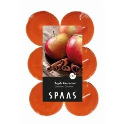 Spaas Theelicht Maxi Appel Kaneel - 10 Uren - Set Van 12 Stuks