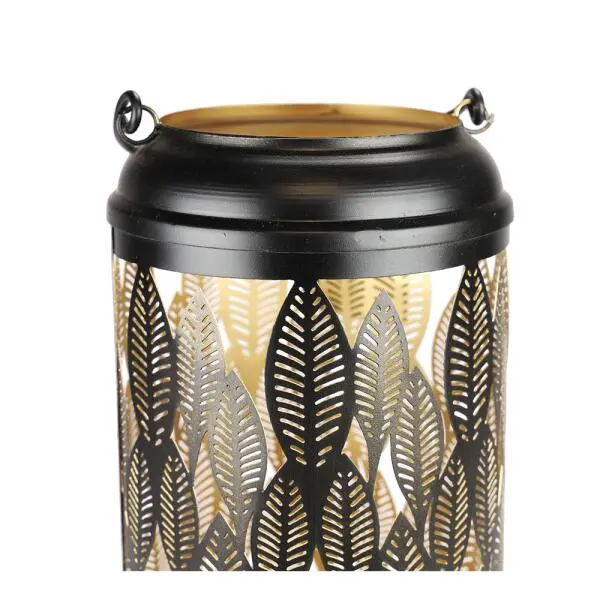 Lantaarn Bladmotief Zwart - 26 × 15 Cm - Afbeelding 2