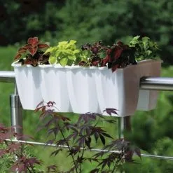 Relingbloembak Wit - 58 × 28 × 20 Cm