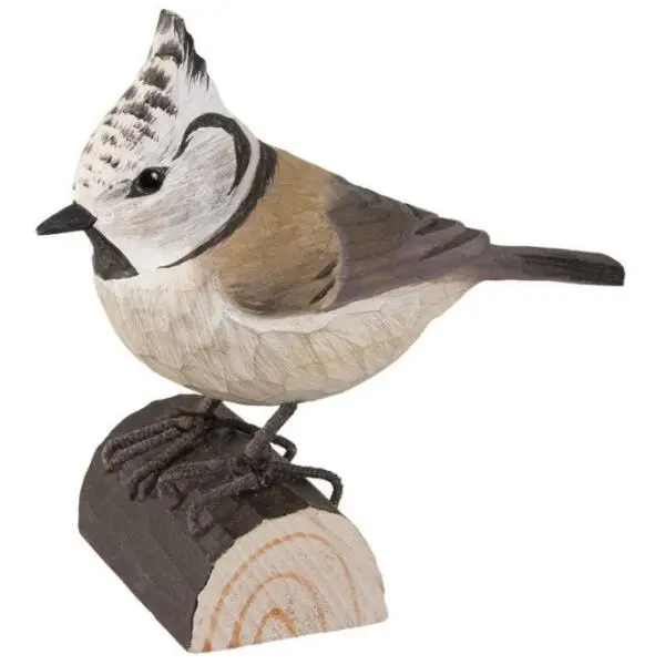 DecoBird - WILDLIFE Garden Kuifmees In Lindenhout - Handgemaakt