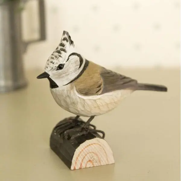 DecoBird - WILDLIFE Garden Kuifmees In Lindenhout - Handgemaakt - Afbeelding 2