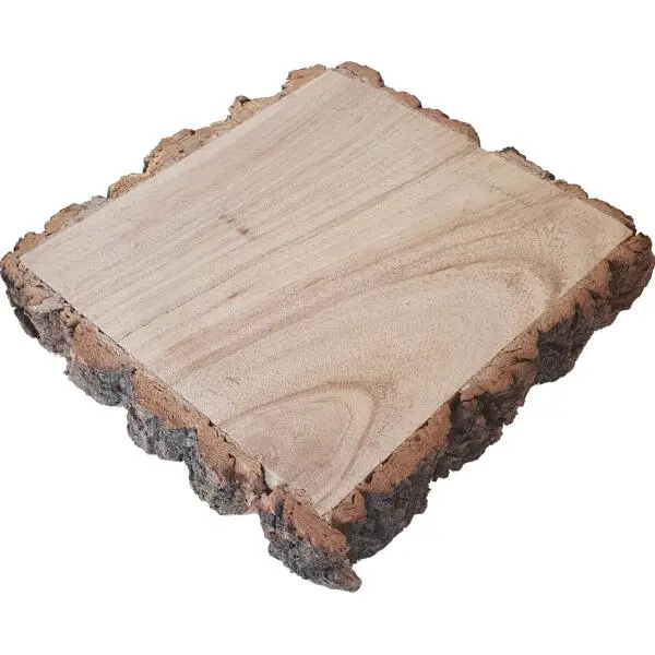 Paulownia Vierkant Met Schors - 20 × 20 Cm