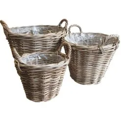 Rieten Manden - Set Van 3 Stuks