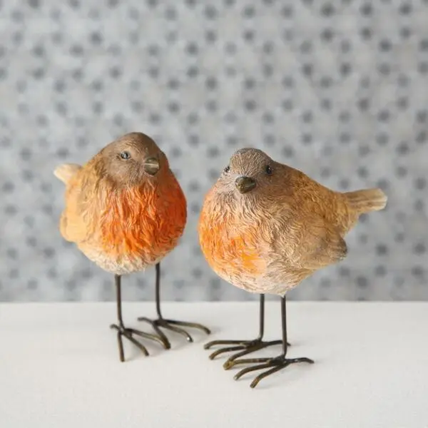 Roodborstje Tuinbeeld - Set Van 2 Stuks - Afbeelding 3
