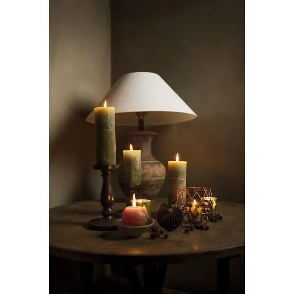 Spaas Rustieke Cilinderkaars Olijfgroen - 60 Uren - Afbeelding 2