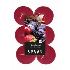 Spaas Theelicht Maxi Rode Bessen - 10 Uren - Set Van 12 Stuks